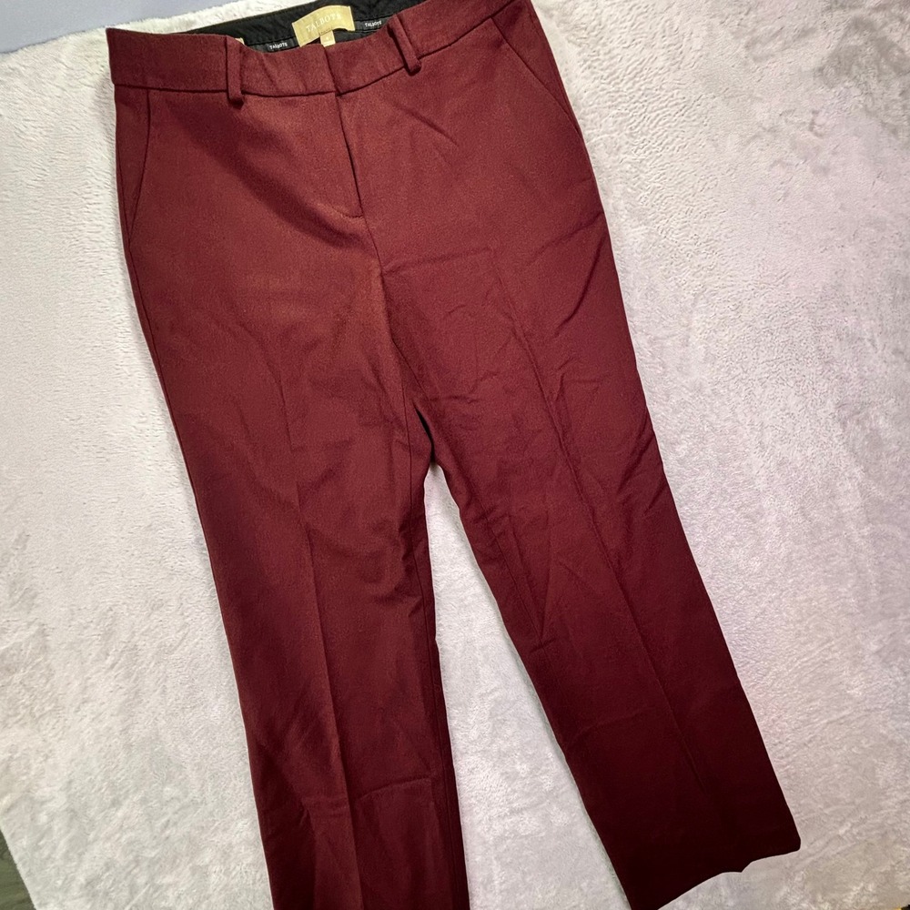 Talbots Women Pants Size 4 Burgundy Italian Virgin Wool Blend Straight Leg